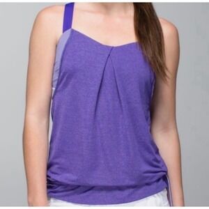 Lululemon No Limits Sports Bra Tank Cami Top in Power Purple, Mesh & Stripes 8